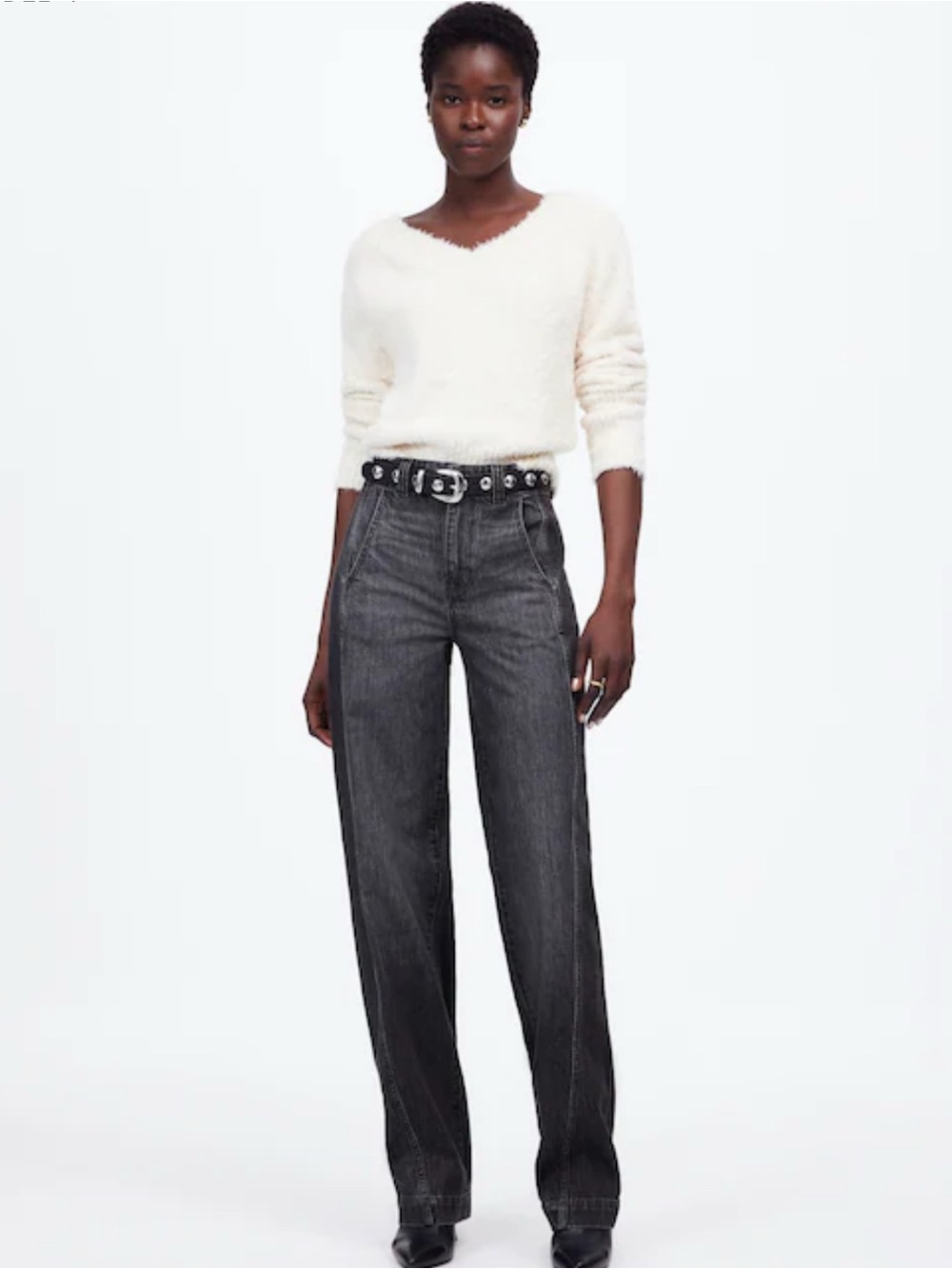 Madewell Tapered Denim Trousers High-Rise Straight-Leg Jeans Washed Charcoal